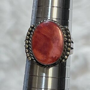 Spiny Oyster Sterling Silver Ring Size 8.5 Signed JT